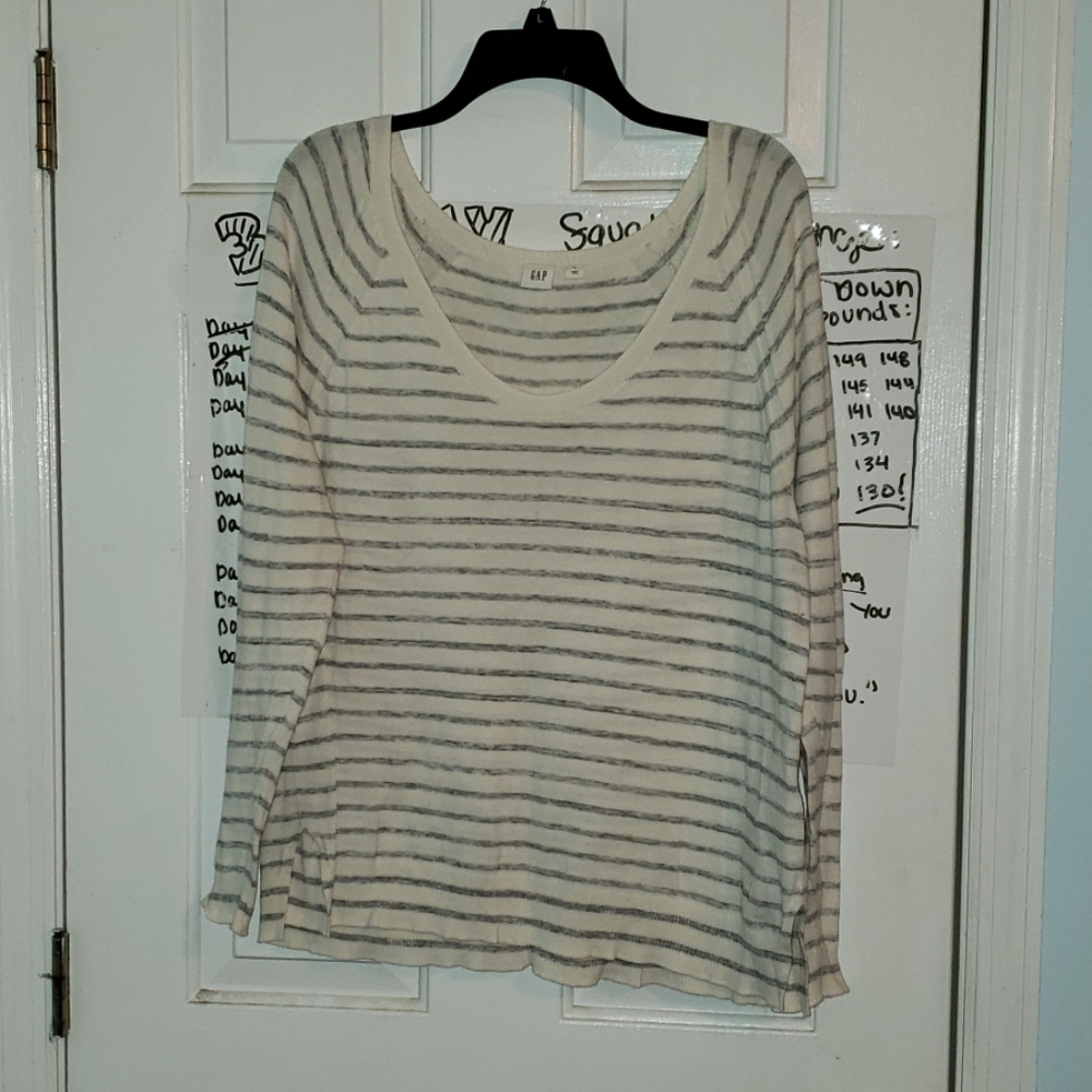GAP grey and white striped sweater